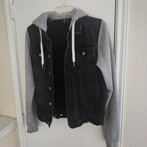 Divided Black Jacket with Gray Hood
